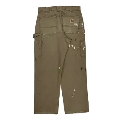 Paint Splattered Carhartt Carpenter Trousers - 32? Waist Brown Cotton