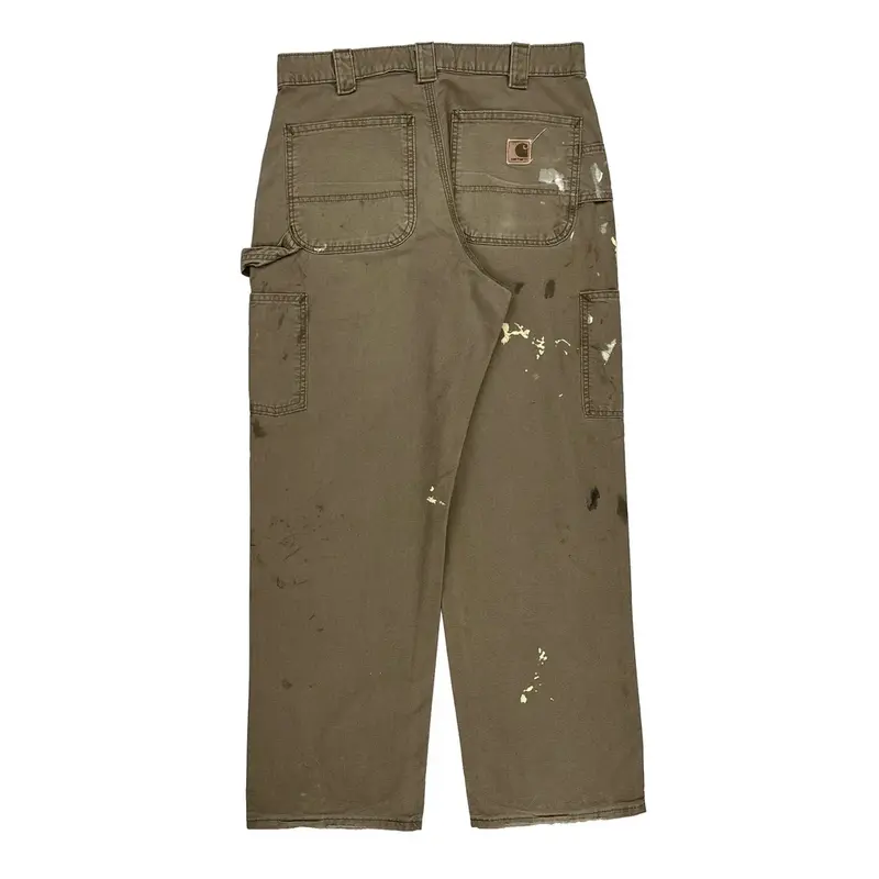 Paint Splattered Carhartt Carpenter Trousers - 32? Waist Brown Cotton