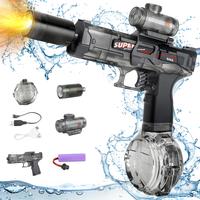 New Electric Water Shooter with LED Lights, Outdoor Water Gun，Long Range Shoot Reach To 26-35ft ,High Powered IP67 Waterpro...