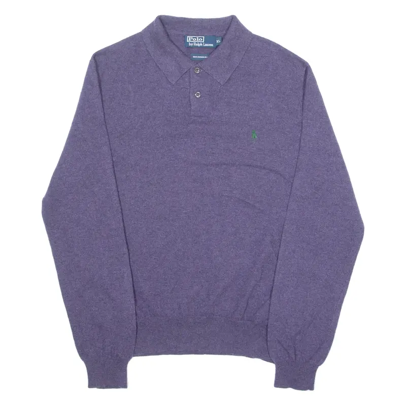 POLO RALPH LAUREN Mens Jumper Purple Collared Tight Knit Wool XL