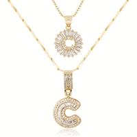 2 Pack Initial Letter Pendant Necklaces for Women, Plated Alphabet Necklace, Elegant Jewelry for Mother's Day,Gift, holiday