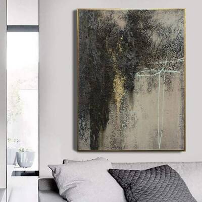 Oversized Brown Painting Abstract Beige Art Contemporary Fine Art Palette Knife Artwork Wall Decor | FALLING STARTS
