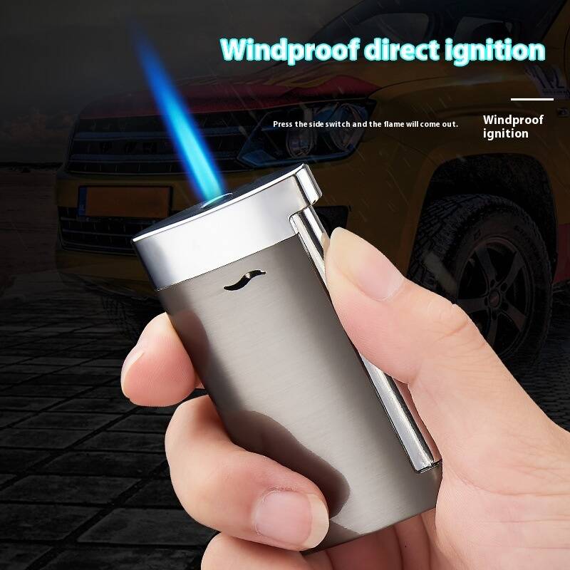 Blue Flame Direct Punching Windproof Lighter Metal Gas Lighters