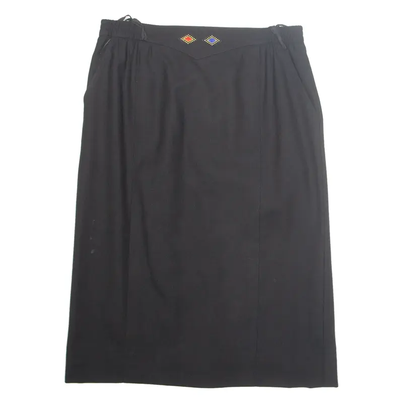 DELMOD City Combi Womens Straight Skirt Black Midi Wool M