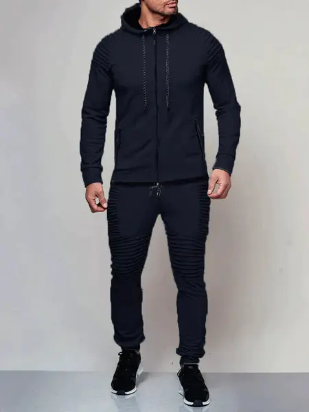 Solid Color Outdoor Sports Sets, Navy Blue / XXXL