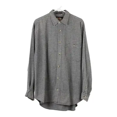 Island Force Checked Flannel Shirt - Large Grey Cotton