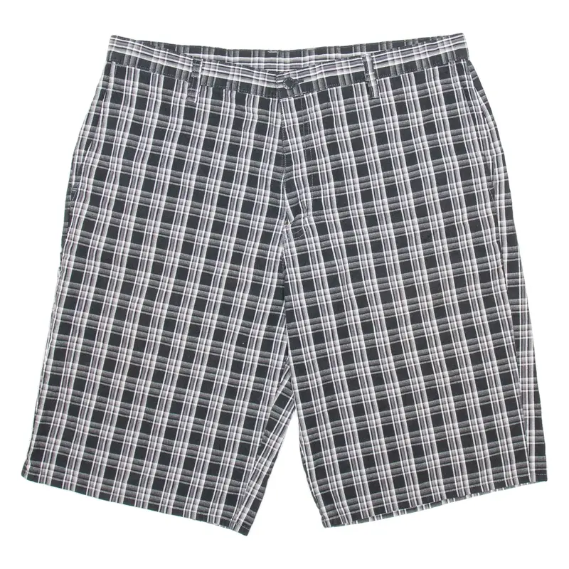 DICKIES Mens Workwear Shorts Black Relaxed Check XL W38