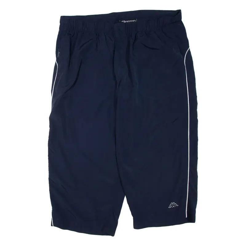KAPPA Cropped Mens Sweatpants Blue Wide-Leg 2XL W36 L21