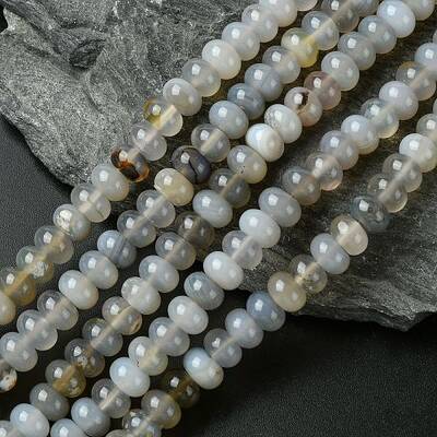 Natural Grey Agate Stone Beads Strands