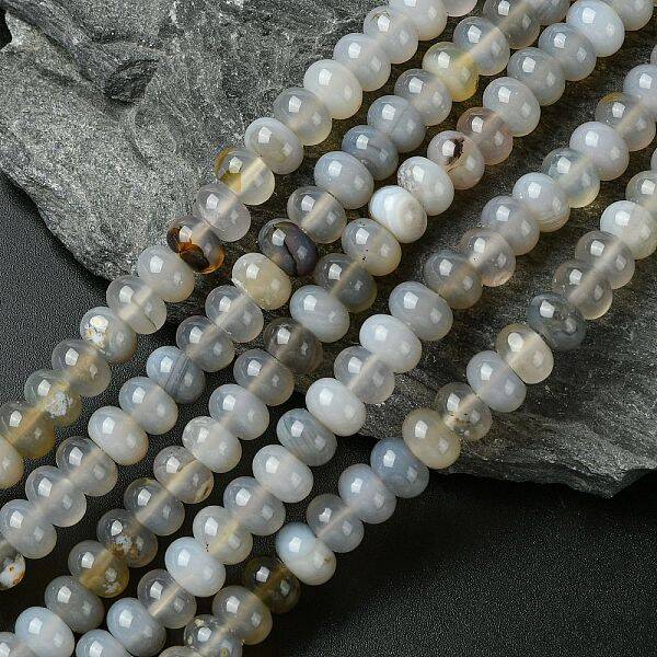 Natural Grey Agate Stone Beads Strands