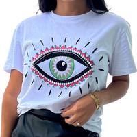 Summer T-Shirt with Rhinestone Design for Women - Comfort Top - Womenswear