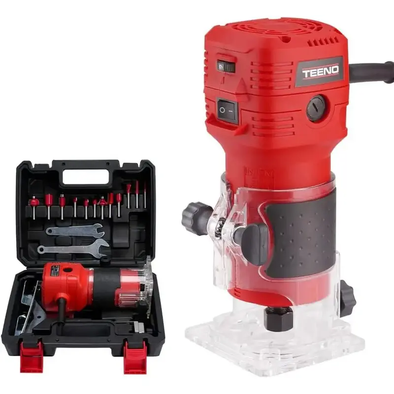 Wood Router 650W 110V Compact Router Tools for Woodworking Edge Guide 32000 RPM Hand Trim Router with 12 Pcs 1/4Router Bits S...