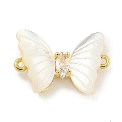 Brass Pave Clear Cubic Zirconia Butterfly Connector Charms