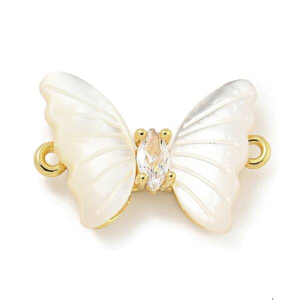 Brass Pave Clear Cubic Zirconia Butterfly Connector Charms