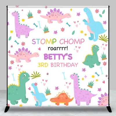Aperturee Stomp Chomp Dinosaur Custom 3Rd Birthday Backdrop | Custom Backdrop For Birthday Party | Happy Birthday Backdrop | ...