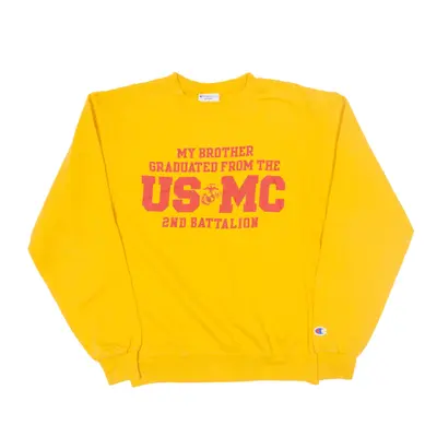 CHAMPION Eco USMC 2nd Battalion Parris Island USA Sweatshirt Yellow Mens S