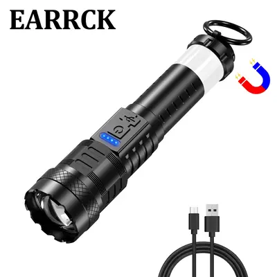 Strong Light Laser Flashlight USB Rechargeable with 8 Light Modes, High Lumens,Strong magnetic attraction,Emergency Red and B...