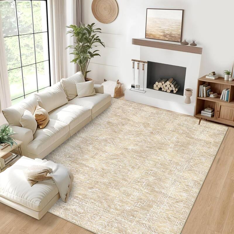 Garvee Large Living Room Area Rug 6x9 - Machine Washable Modern Rugs Geometric Neutral Rug Non-Shedding Low Pile Farmhouse Ca...