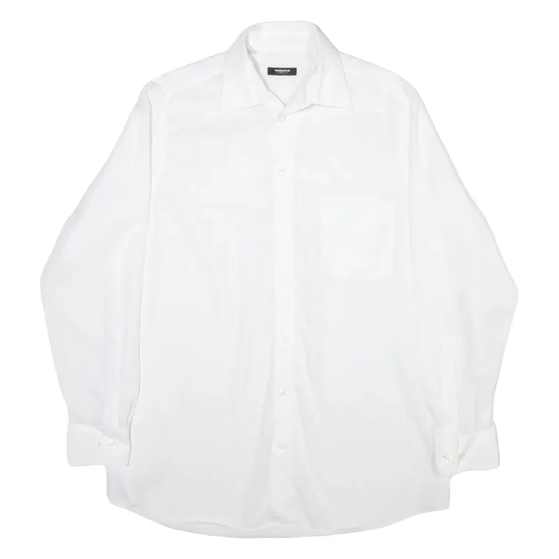 WALBUSCH Mens Plain Shirt White Long Sleeve M