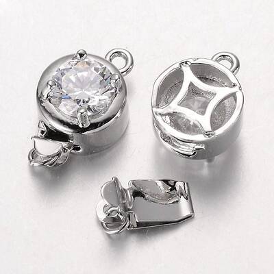 Brass Cubic Zirconia Box Clasps