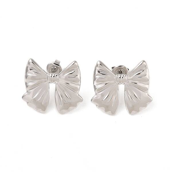 Non-Tarnish Bowknot 304 Stainless Steel Stud Earrings for Women