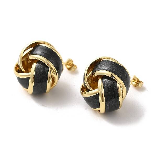Real 18K Gold Plated Brass Enamel Stud Earrings for Women