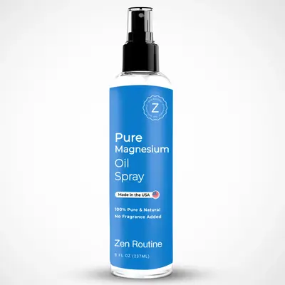 8oz - Zen Routine Magnesium Spray - USP Grade Magnesium Chloride for Sleep, Muscle Spasm, Cortisol, Stress Relief, Body Odour...