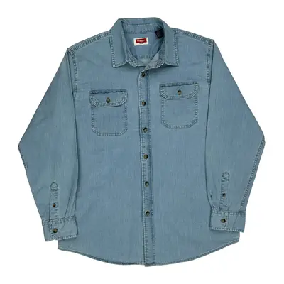Wrangler Denim Shirt - Large Blue Cotton