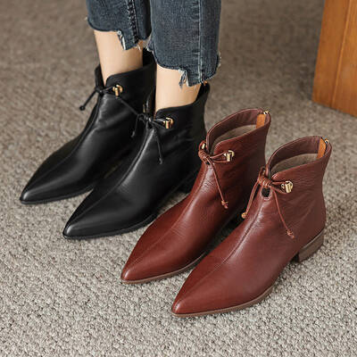 CHIKO Addien Pointy Toe Block Heels Ankle Boots