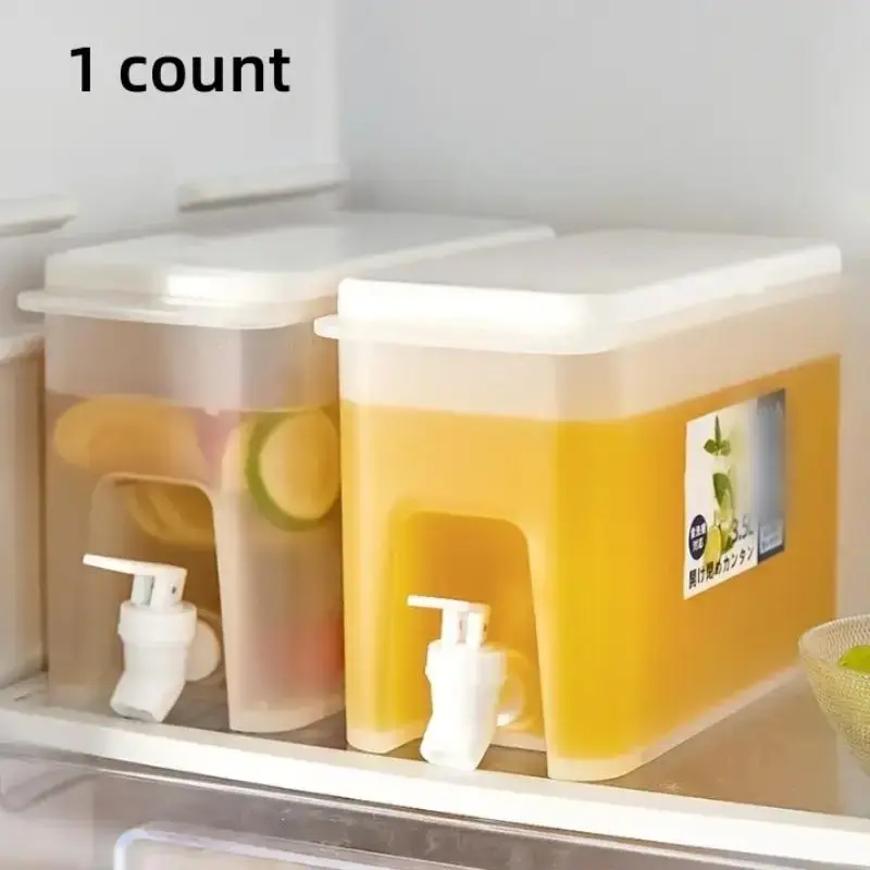 Cold Water Jug with Faucet, 1 Count Refrigerator Beverage Storage Dispenser, Clear Large Capacity Water Jug for Home Party Us...