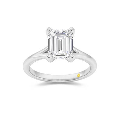Luxen Split Shank Emerald Cut Lab Grown Diamond Solitaire Ring | 10K White Gold 3 1/2 CT. TW.