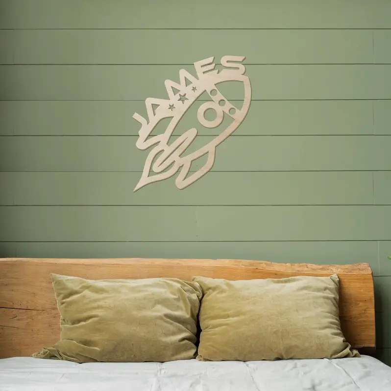 Rocket Name Wood Sign