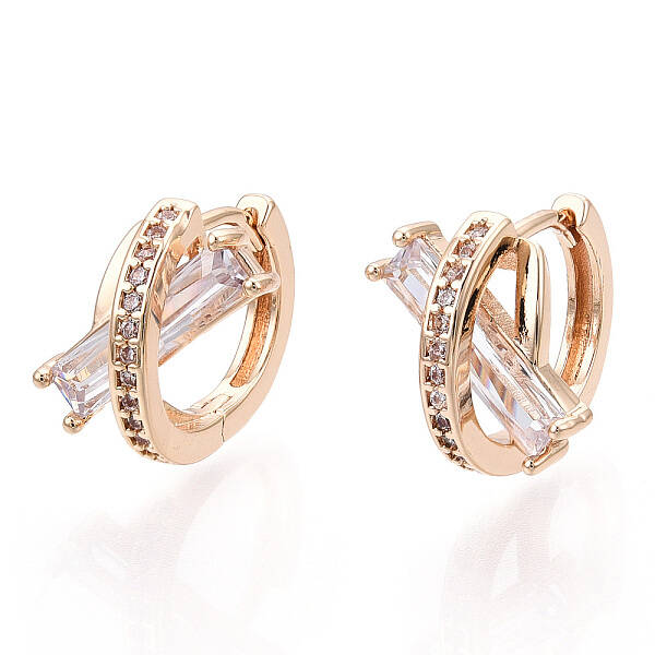 Rack Plating Brass Micro Pave Cubic Zirconia Hoop Earrings