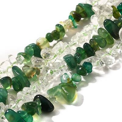 Natural Quartz Crystal/Rock Crystal & Chrysoprase Beads Strands