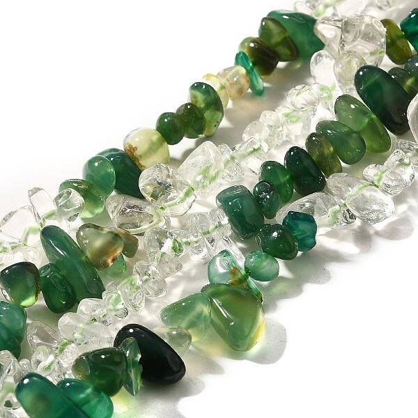 Natural Quartz Crystal/Rock Crystal & Chrysoprase Beads Strands