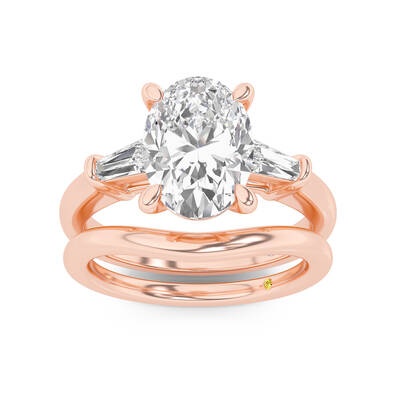 Ignite Lab Grown Oval Shaped Diamond Engagement Ring with the Zola Wedding Band | 18K Rose Gold 1 1/2 ct. tw.