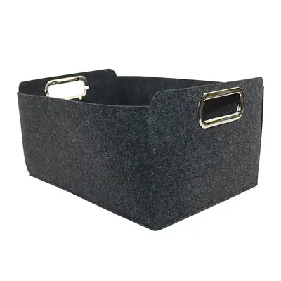 Nordic Felt Storage Basket & Portable Laundry Storage Box | Color: Medium grey | Size: L