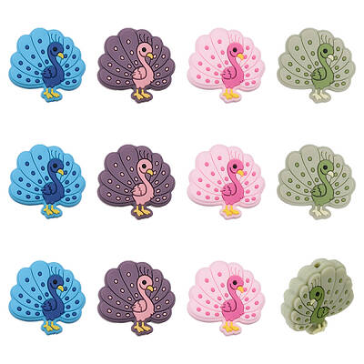 12Pcs 4 Colors Food Grade Eco-Friendly Silicone Beads