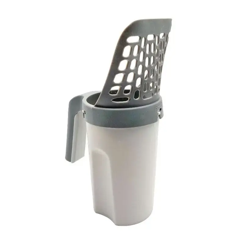 Cat Litter Scoop with Trash Can & Handle, Removable Cat Litter Shovel for Indoor, Portable Pet Waste Basket, Pet Cleaning Sup...