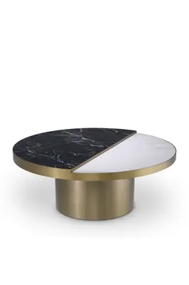 Brass Ceramic Pedestal Coffee Table | Eichholtz Excelsior