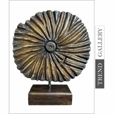 Abstract Round Wood Figurine Hand Carved Table Statue Creative Shape Modern Wood Sculpture for Table Decor | BLOOM 13.8"...