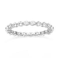 EAMTI 2mm 925 Sterling Silver Wedding Band Cubic Zirconia Full Eternity Stackable Engagement Ring