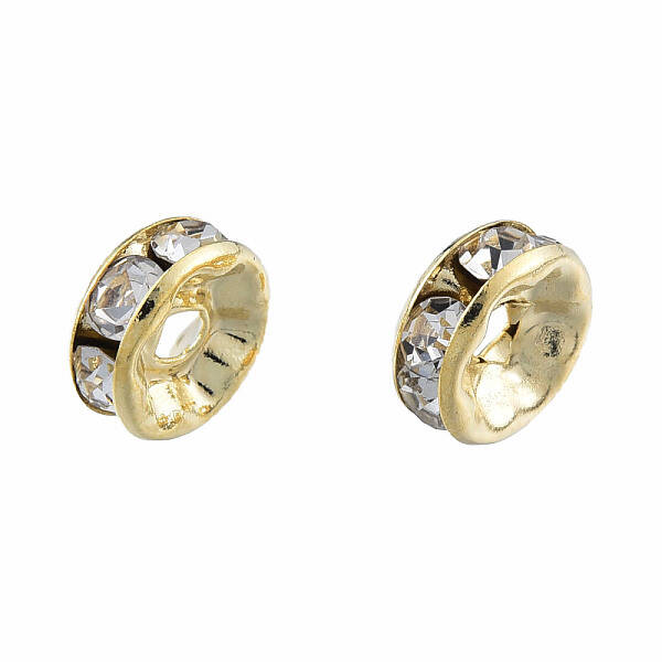 Brass Pave Clear Cubic Zirconia Beads