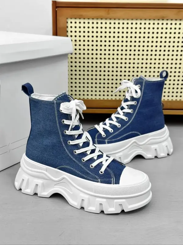 Summer Fashion Canvas Men's Sneakers, Athletic New High Top Sporty Shoes, Trendy Designer Sneakers, Platform Sneakers, Casual...