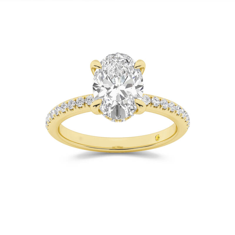 Aurelia Half Coverage Hidden Halo Oval Lab Grown Diamond Engagement Ring | 14K Yellow Gold 3 1/2 CT. TW.