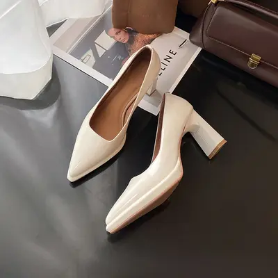 CHIKO Kanda Pointy Toe Chunky Heels Pumps Shoes