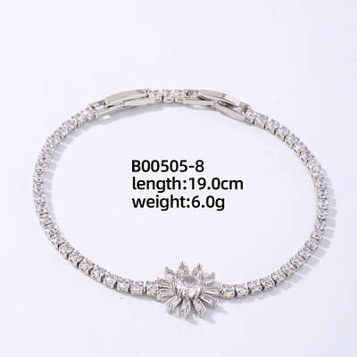 Brass Rhinestone Sun Link Bracelets for Women