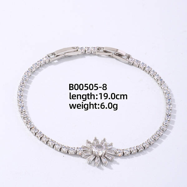 Brass Rhinestone Sun Link Bracelets for Women