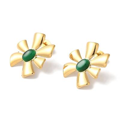 Flower Golden Ion Plating(IP) 304 Stainless Steel Stud Earrings for Women