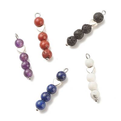 Round Natural Mixed Gemstone Pendants
